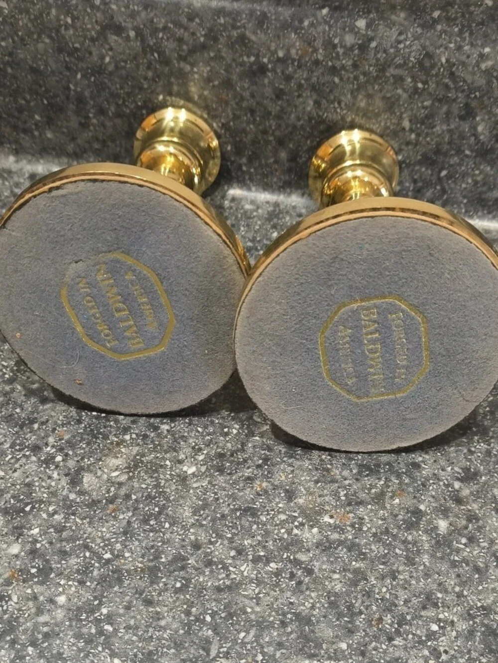 baldwin Polished Gold Brass Candlestick Pair